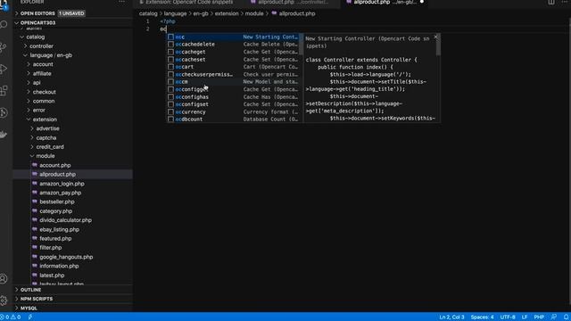 Opencart Code snippets for Visual Studio IDE extension смотреть онлайн