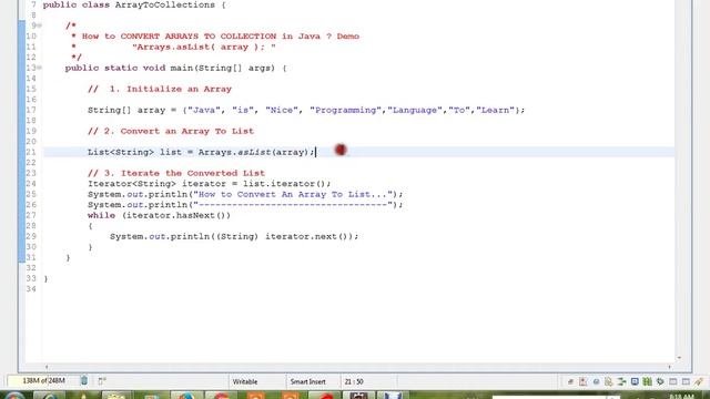 HOW TO CONVERT ARRAYS TO COLLECTION IN JAVA DEMO смотреть онлайн