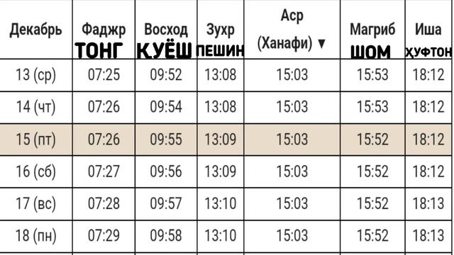Время намаза в Санкт-Петербурге на Декабрь 2023 года Намоз вактлари Санкт Петербург Декабрь 2023 смотреть онлайн