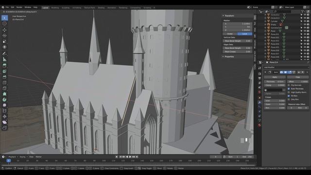 Hogwarts Castle Part 1 in Blender 2.8 - Low Poly 3D Modeling Timelapse Tutorial смотреть онлайн