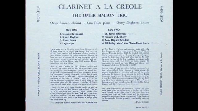 CLARINETTE À LA CRÉOLE - The Omer Simeon Trio (full Album) W/ ZUTTY SINGLETON -very Rare