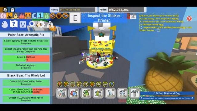 Spending 20+ gifted eggs, Mythic, Diamond & more in Bee Swarm Simulator Beesmas Sticker update смотреть онлайн