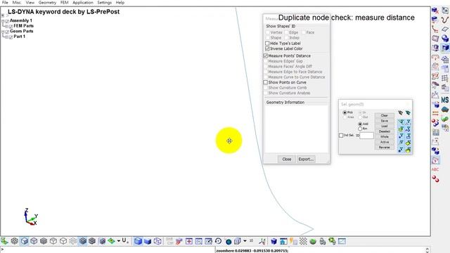 LS-PrePost eZSetup Workshop04-Duplicate node check:measure distance смотреть онлайн