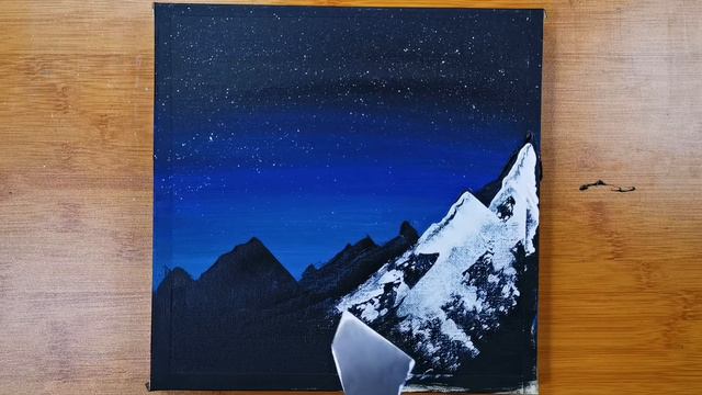 Glowing Night / Mountain Knife painting / Very Easy Acrylic painting step by step for Beginners смотреть онлайн