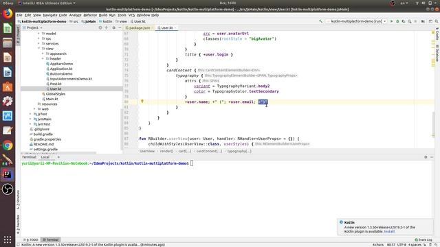 Kotlin Multiplatform JVM, React, Anko, common. Шаг 9 (User Component, Logo) смотреть онлайн