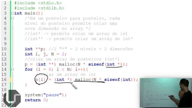[C] Aula 65 - Alocação Dinâmica: Alocação de Matrizes смотреть онлайн