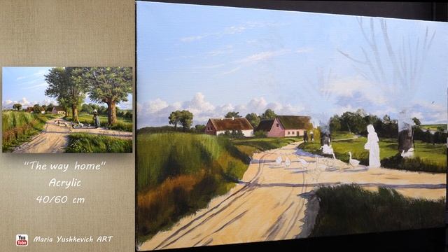 1 PART Summer Landscape Painting | Acrylic Painting "The way home". смотреть онлайн