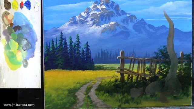 Acrylic Landscape Painting TUTORIAL / View Of The Snowy Mountain / JMLisondra