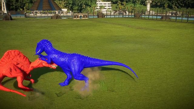 Jurassic World Evolution 2 - Tyrannosaurus Rex Vs Indominus Rex Vs Spinosaurus , Dinosaurs Fight смотреть онлайн
