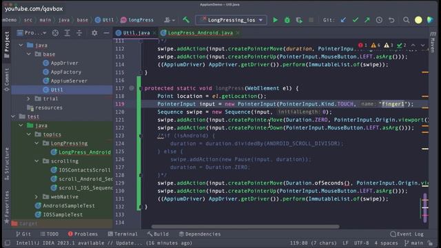 Appium utility method for Long Press gesture | w3 action | Android | IOS смотреть онлайн