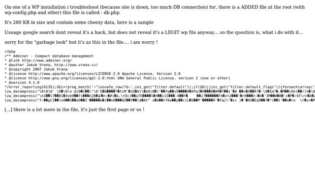 Wordpress: db.php, is it a legit file смотреть онлайн