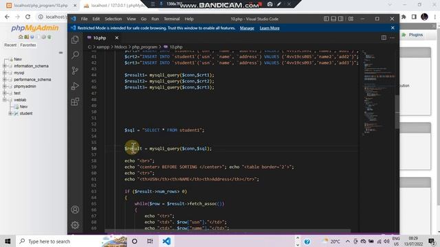 18CS63 LAB PGM10 Student Sorted Data (SQL) || 6SEM CSE/ISE VTU смотреть онлайн