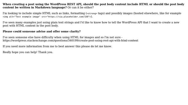 Wordpress: Creating a WordPress Post via REST API - HTML or Markdown? смотреть онлайн