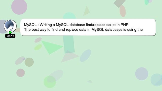 MySQL : Writing a MySQL database find/replace script in PHP смотреть онлайн