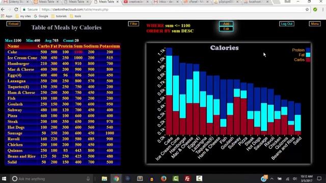 MYSQL PHP tutorial create fastfood nutrient tracker смотреть онлайн
