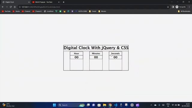 Digital Clock With UI Design using HTML, CSS 3 and jQuery | jQuery Exercise in Hindi смотреть онлайн