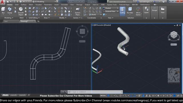 Autocad 3D Tutorial 53: How to use Sweep command in Autocad 3D? | With Example | Hindi смотреть онлайн