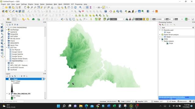 Calculating Slope from DEM using QGIS смотреть онлайн
