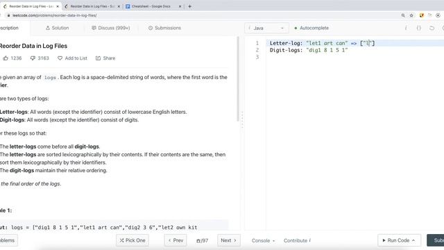[Java] Leetcode 937. Reorder Data in Log Files [String #3] смотреть онлайн