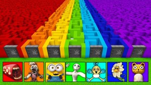 Выбери радужный лабиринт ПОЕЗД ПОЖИРАТЕЛЬ ЧИКА МИНЬОН РЕБЕНОК ДЛИННЫЕ НОГИ ЙОЙО в майнкрафт!