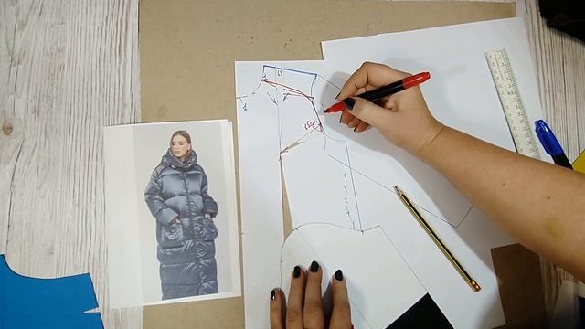 Мода 23 года.Стеганое пальто с большими карманами.Уроки Моделирования смотреть онлайн