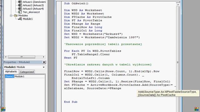 [EXCEL VBA] Tworzenie tabeli przestawnej w VBA смотреть онлайн