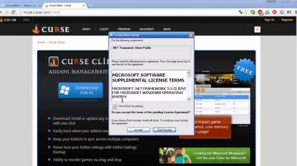 Как установить Curse клиент аддонов World of Warcraft [How install Curse addons client for WOW]