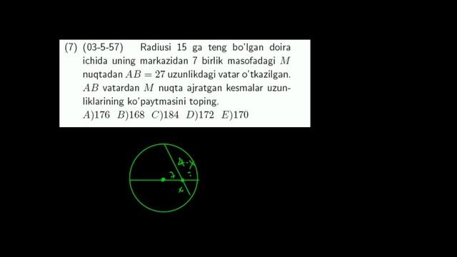 AXBOROTNOMA. AYLANA VA DOIRA MAVZUSIDAGI BARCHA TESTLAR YECHIMI
