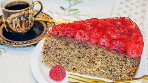 Кофейно-ореховый пирог с малиной в желе!