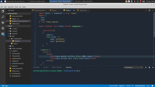 Tutorial react native 03 - state dan props смотреть онлайн