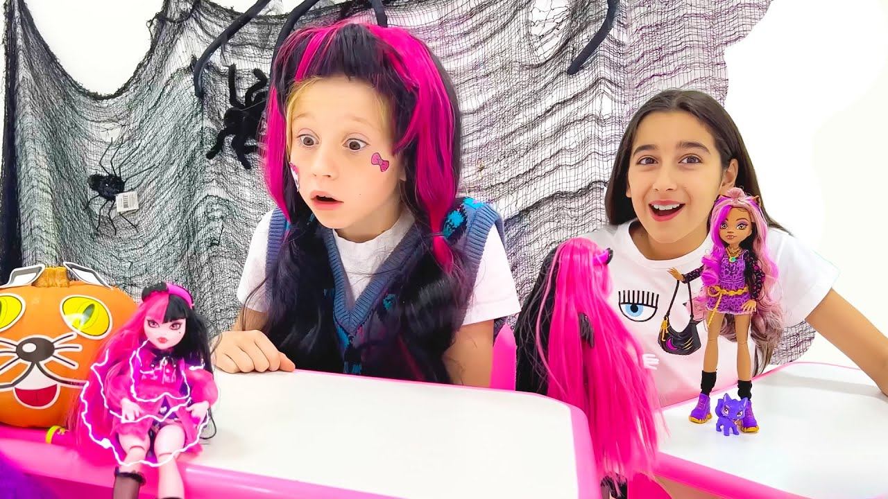 Настя и вечеринка в школе в стиле игрушек Монстер Хай смотреть онлайн