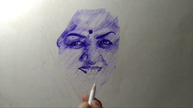 Ballpen Portrait Sketch Of The Voice Of Nation, Lata Mangeshkar смотреть онлайн