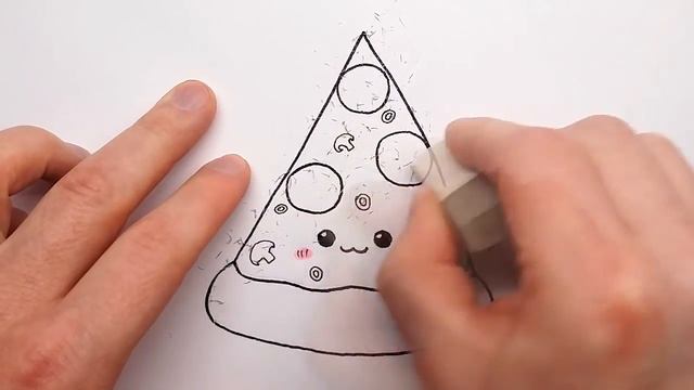 How to Draw a Cute Pizza - Step by Step - Cute and Easy for Kids смотреть онлайн
