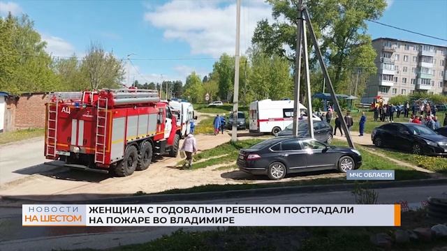Женщина с годовалым ребенком пострадали на пожаре во Владимире смотреть онлайн