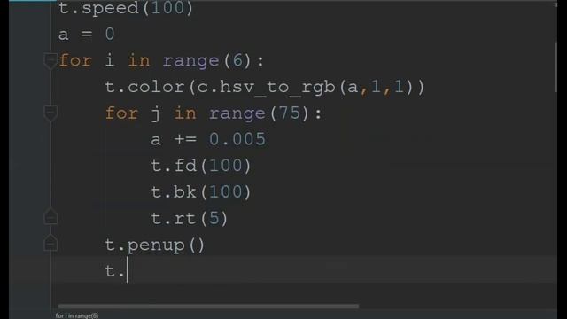 Design a circle loop using turtle and colorsys Python смотреть онлайн