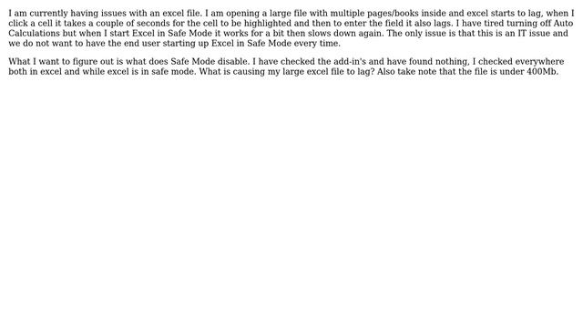 Microsoft Excel 2007 - Slow Sheet Response (Even in Safe Mode) смотреть онлайн