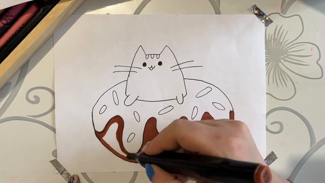 КАК НАРИСОВАТЬ КОТИКА В ПОНЧИКЕ / Шаг за шагом смотреть онлайн