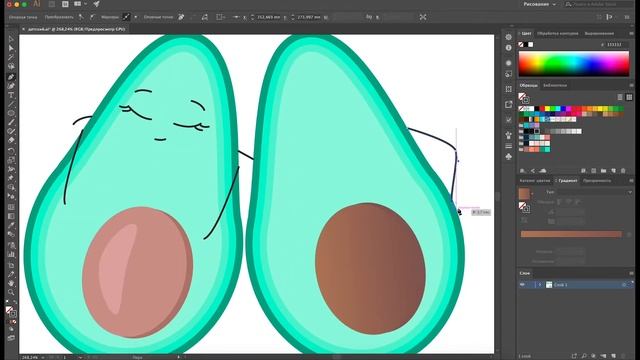 Как создать паттерн и нарисовать авокадо в иллюстраторе. смотреть онлайн