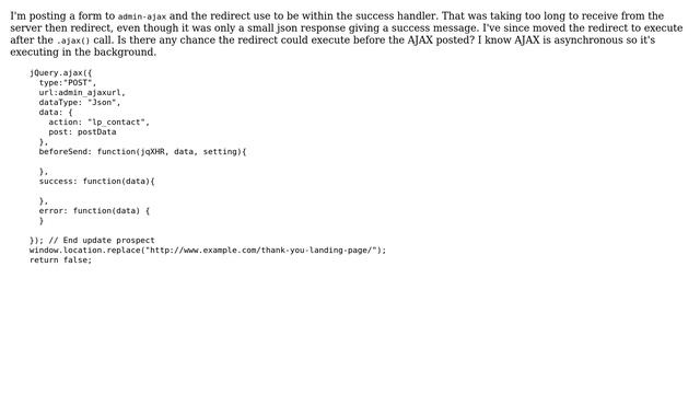 Wordpress: Posting to admin-ajax from front end. Is this redirect ok? смотреть онлайн