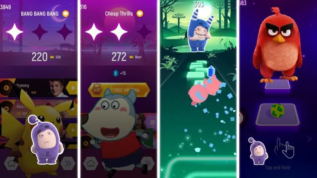 Pikachu Vs Wolfoo Family Vs Oddbods Vs Angry Birds Red - Tiles Hop EDM Rush! смотреть онлайн