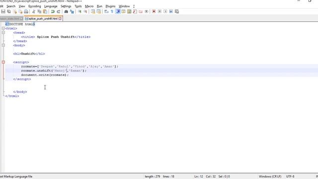 How to use Array new Methods in JavaScript Unshift Push Splice Function смотреть онлайн