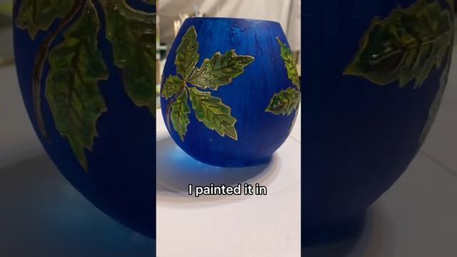Glass vase painting with a textured background | blue vaze смотреть онлайн