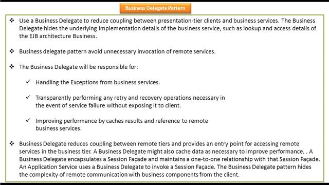 Business Delegate Design Pattern - KeyPoints смотреть онлайн