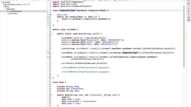 Sort list of books by book name in java 8 program | Tamil смотреть онлайн