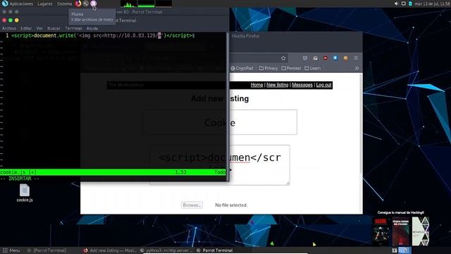 ? Cookie hijacking con XSS Reflejo (Escenario de prueba) | TryHackMe - The MarketPlace смотреть онлайн