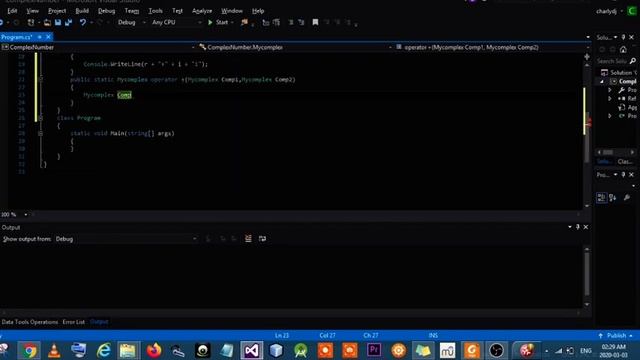 Operator Overloading in C#(Addition of Two Complex Numbers) смотреть онлайн