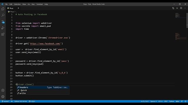 Facebook Post automation using Python in Telugu | How to automate Facebook with python in Telugu смотреть онлайн