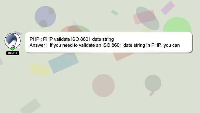 PHP : PHP validate ISO 8601 date string смотреть онлайн