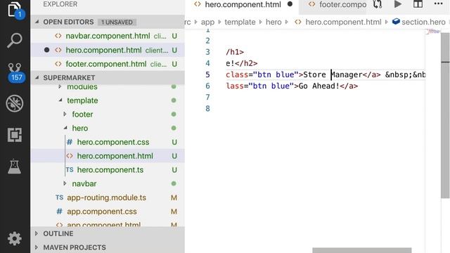 Configuración de la Template con los componentes navbar, Hero y footer. смотреть онлайн