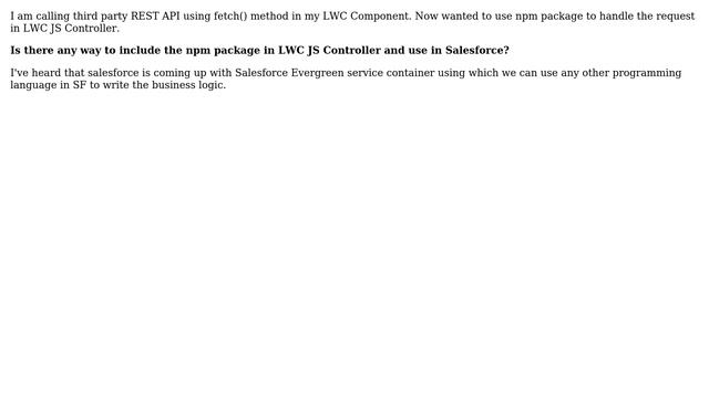 Salesforce: Can we use NPM packages in my LWC Custom Component? смотреть онлайн